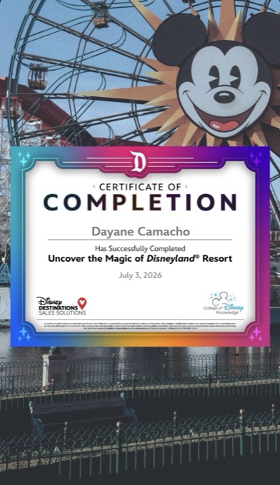 Certificado: Uncover the Magic of Disneyland Resort — College of Disney Knowledge, 2026