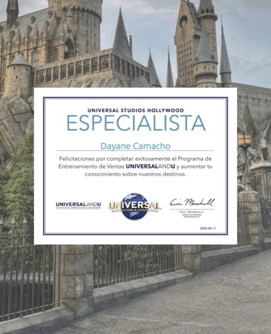 Certificado: Especialista Universal Studios Hollywood — UniversalAndU, 2026