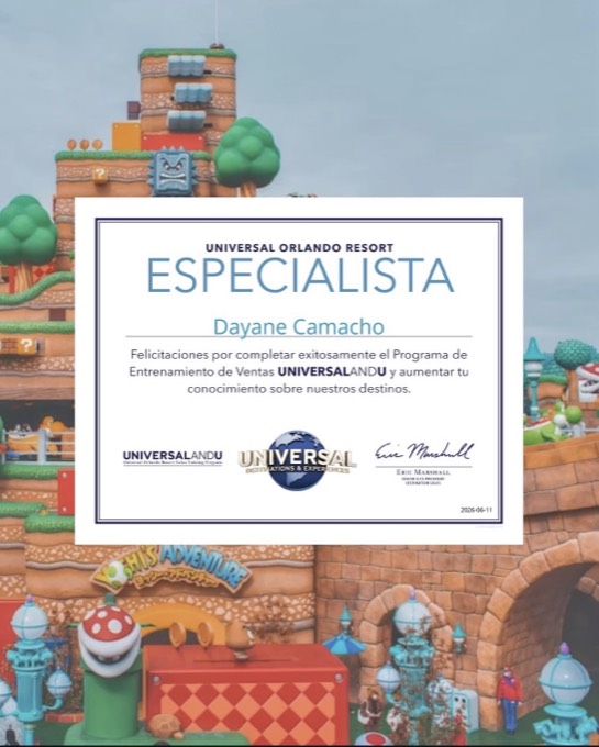 Certificado: Especialista Universal Orlando Resort — UniversalAndU, 2026